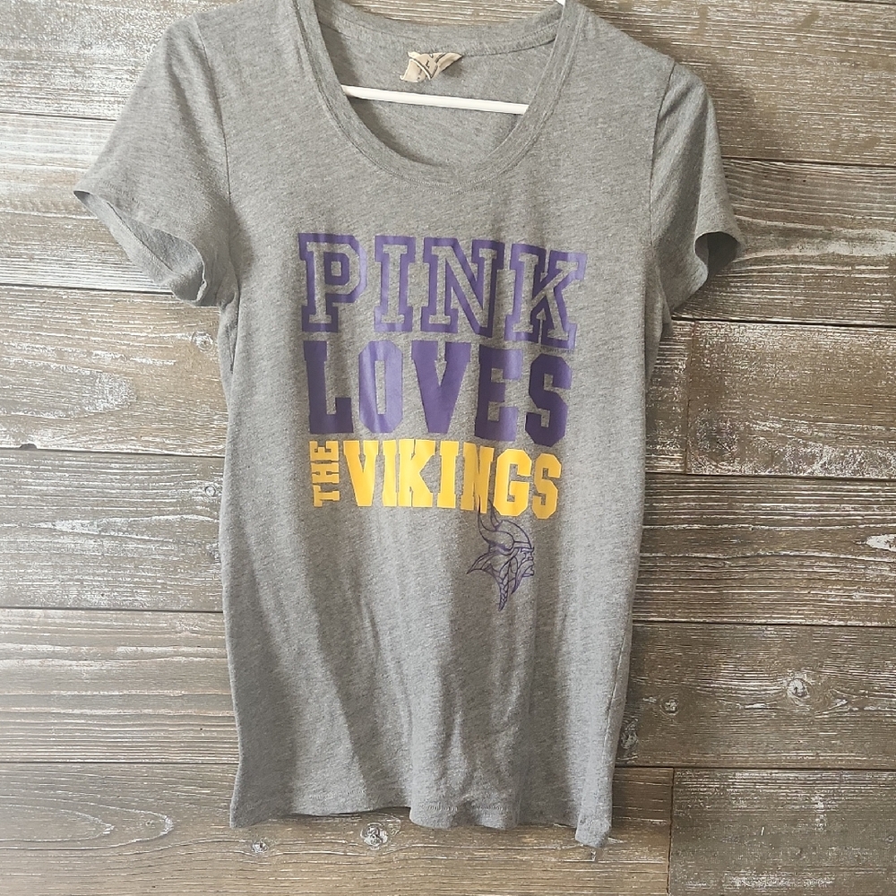 PINK Victoria's Secret Grey Minnesota Vikings NFL Tee size large